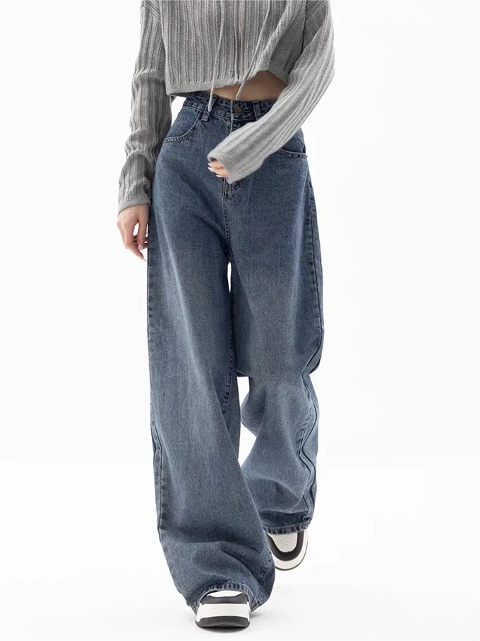 2000er Blaue Baggy Boyfriend Jeans