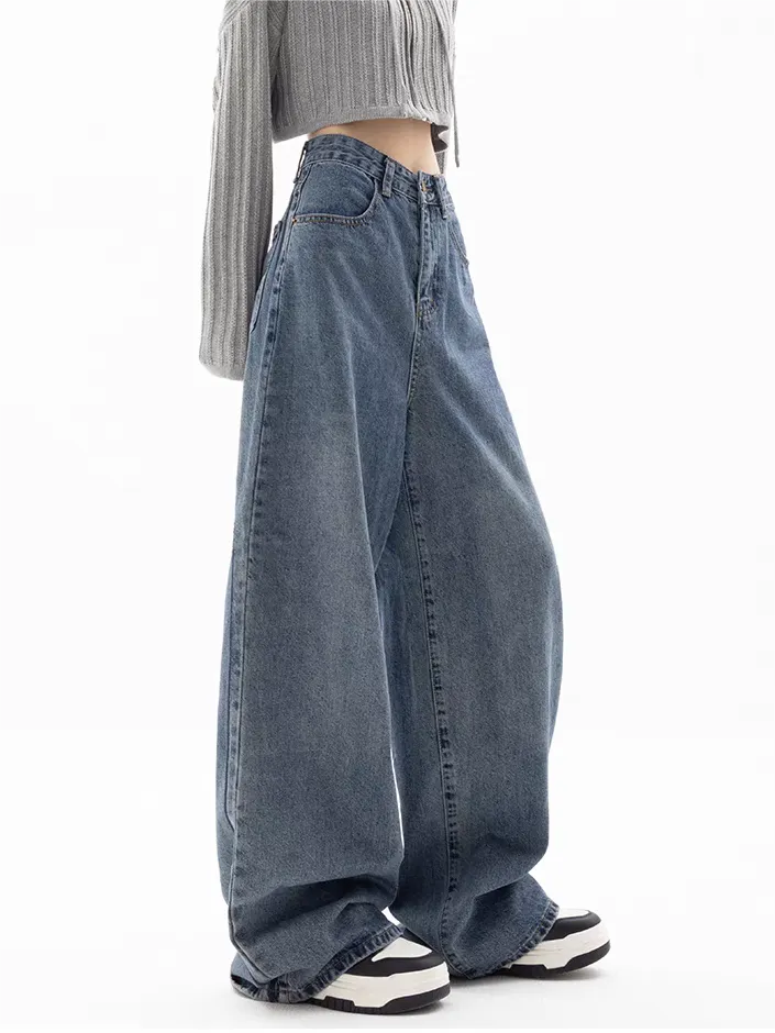 2000er Blaue Baggy Boyfriend Jeans