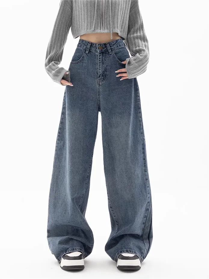 2000er Blaue Baggy Boyfriend Jeans