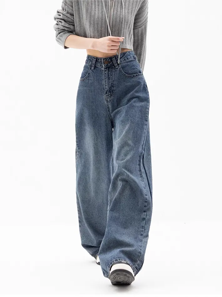 2000er Blaue Baggy Boyfriend Jeans