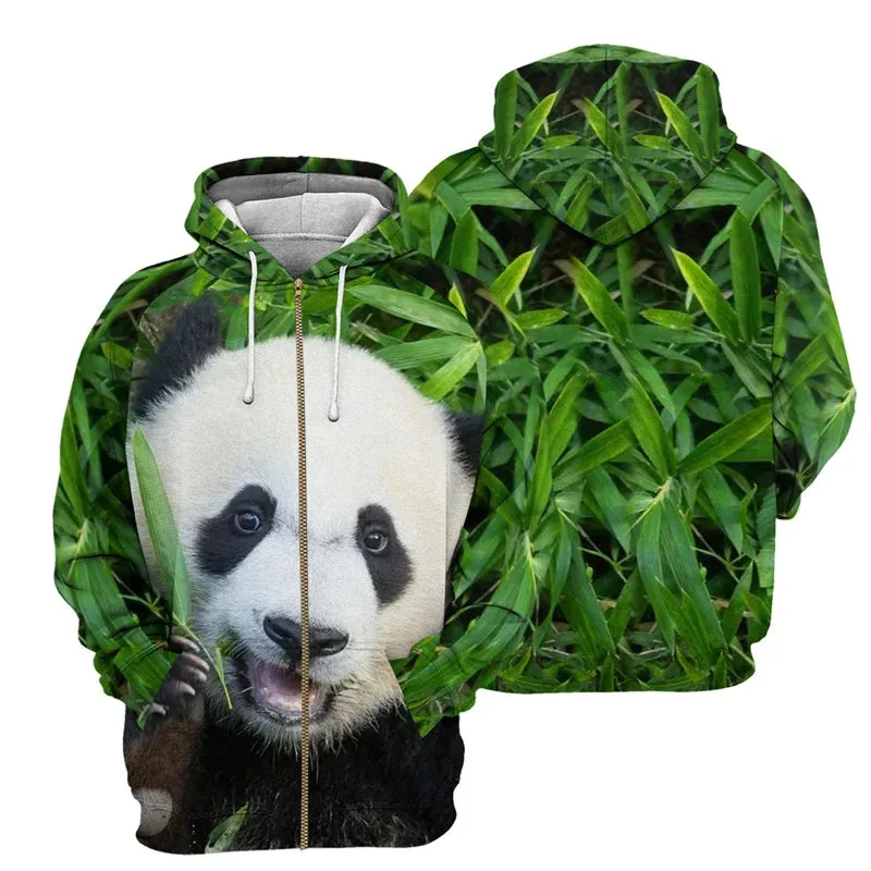 3D Animal Print Zip Up Hoodie
