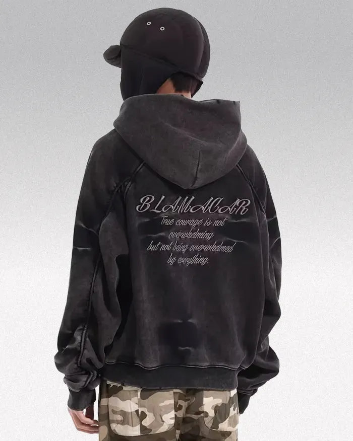 Acid wash zip up hoodie "Onyx"