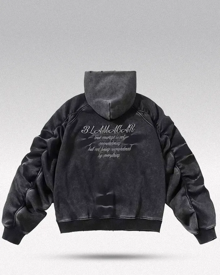 Acid wash zip up hoodie "Onyx"