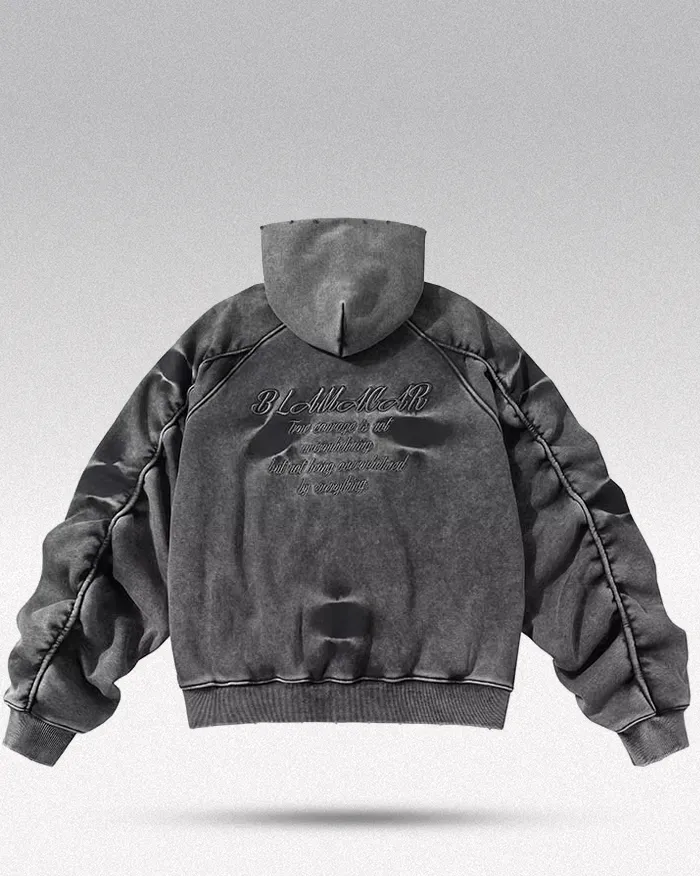 Acid wash zip up hoodie "Onyx"
