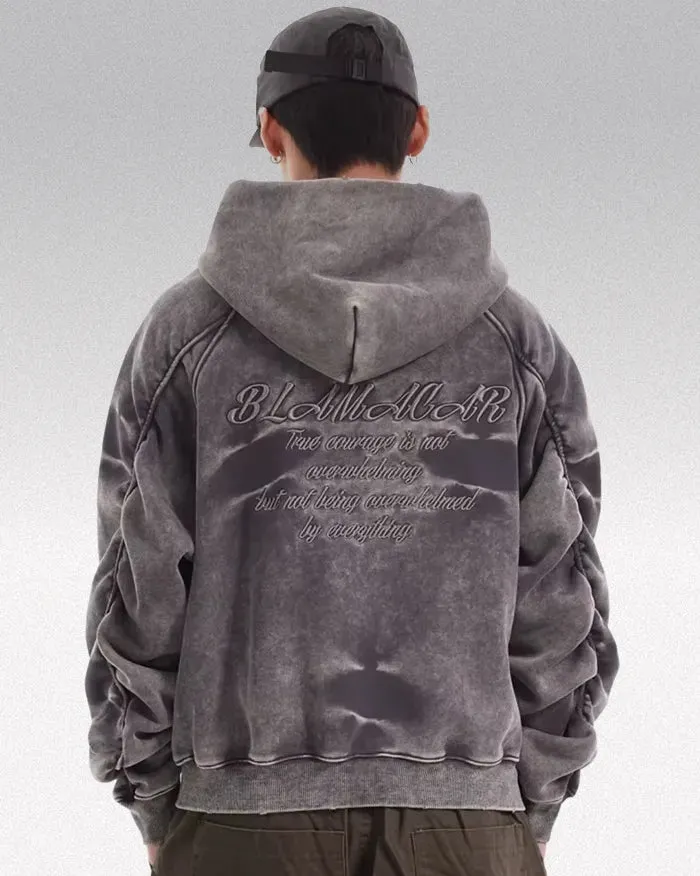 Acid wash zip up hoodie "Onyx"
