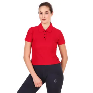 Activewear Polo Crop Top For Women (Red)