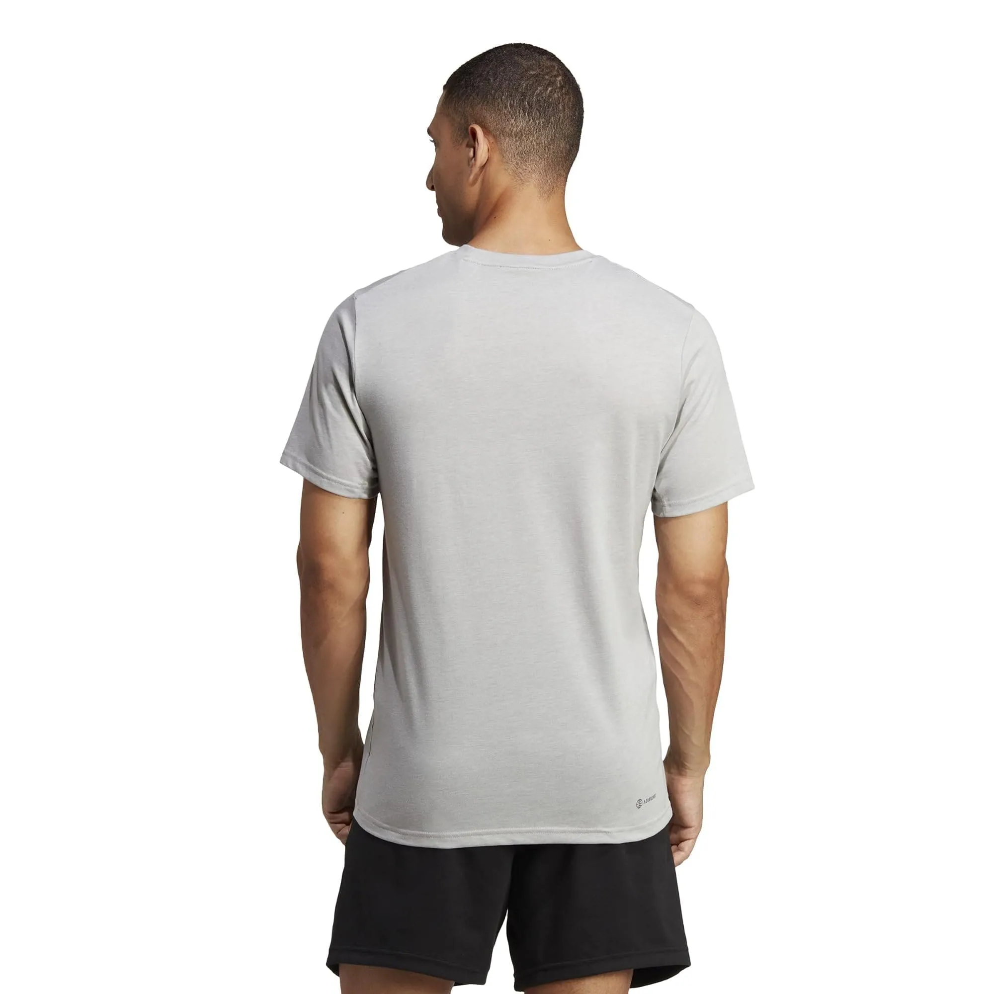 adidas Men's Essentials Feel Ready Training T-Shirt, Medium Grey Heather/White/Black