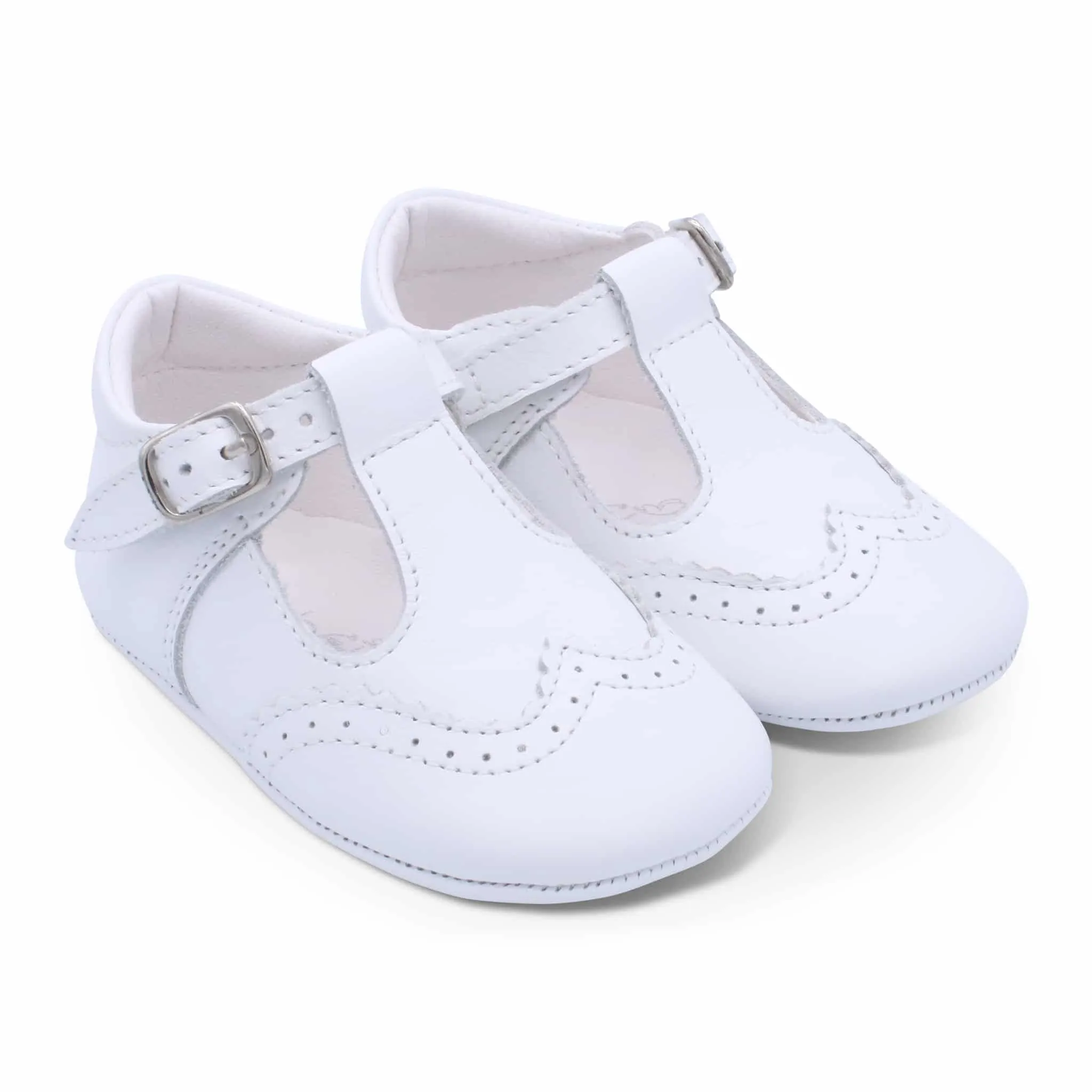 'Alex' Boys White Leather Pre-Walker Shoes