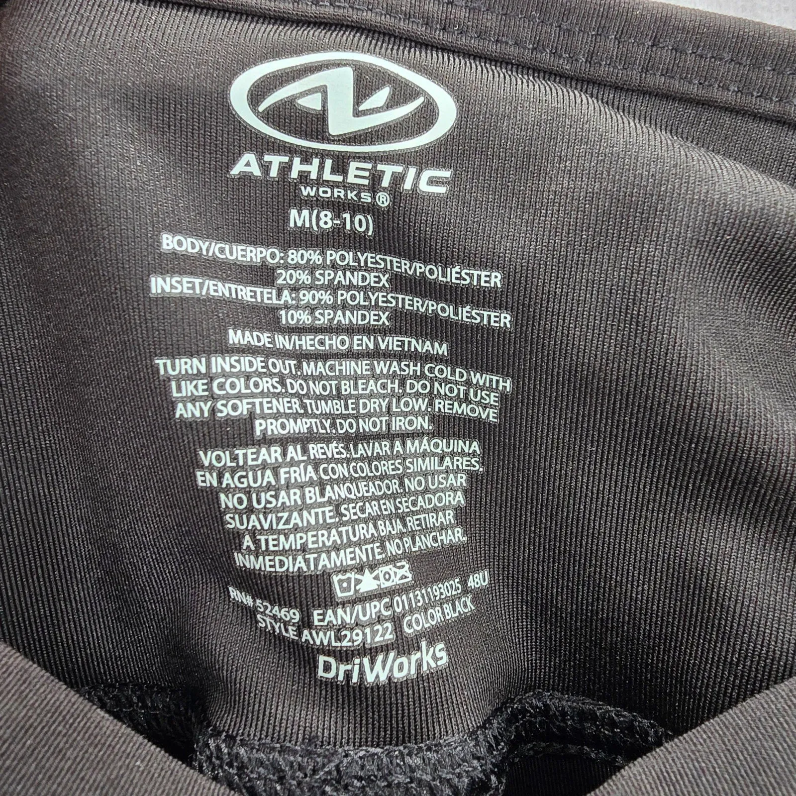 Athletic Works Black Cropped Stripe Activewear Legging Yoga Pants Bottoms Medium