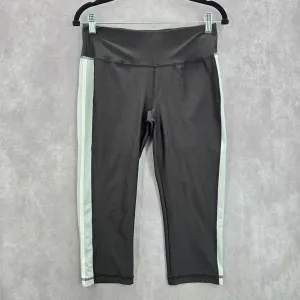 Athletic Works Black Cropped Stripe Activewear Legging Yoga Pants Bottoms Medium