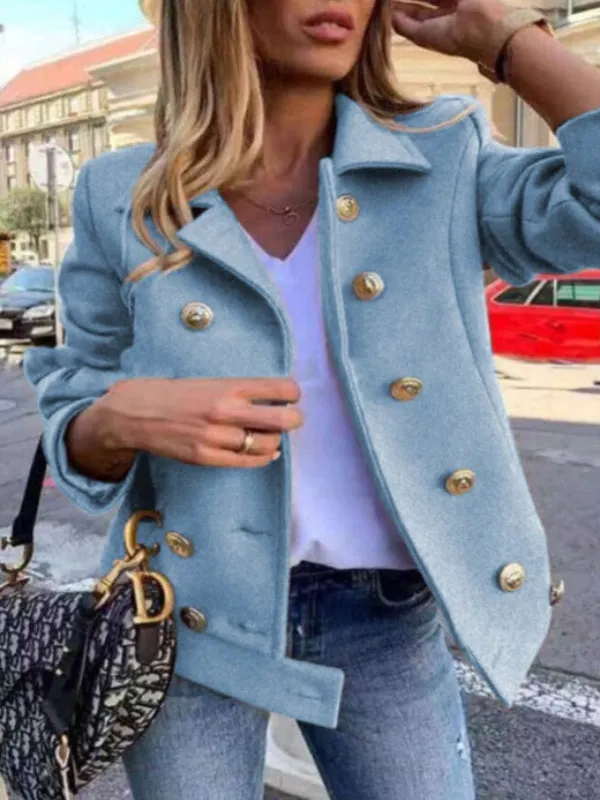 Avencea - Elegant Designer Jacket with Golden Buttons and Double-Breasted Design