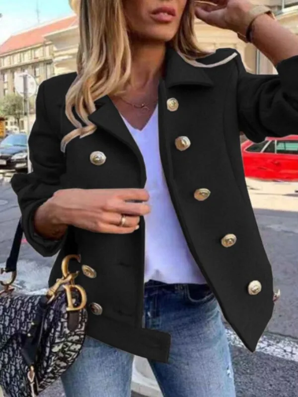 Avencea - Elegant Designer Jacket with Golden Buttons and Double-Breasted Design