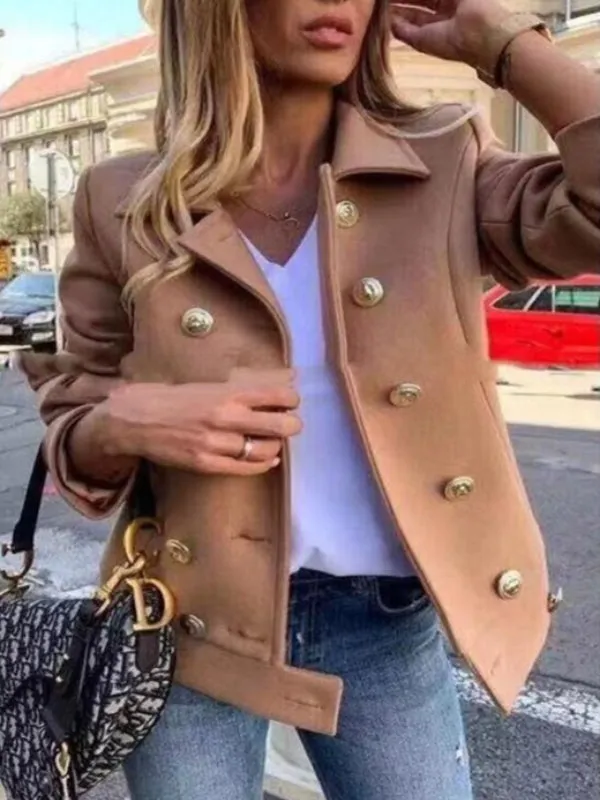 Avencea - Elegant Designer Jacket with Golden Buttons and Double-Breasted Design