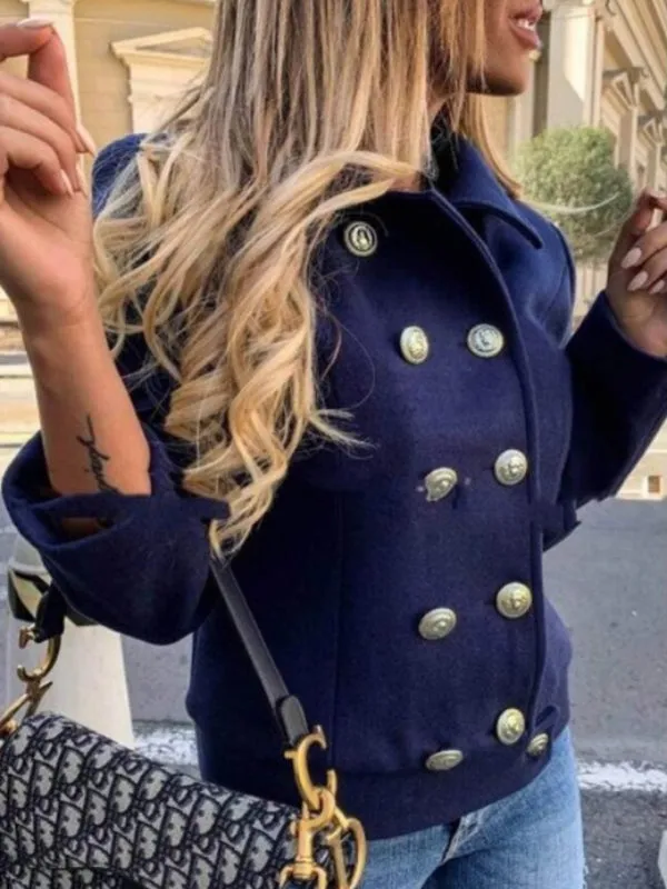 Avencea - Elegant Designer Jacket with Golden Buttons and Double-Breasted Design