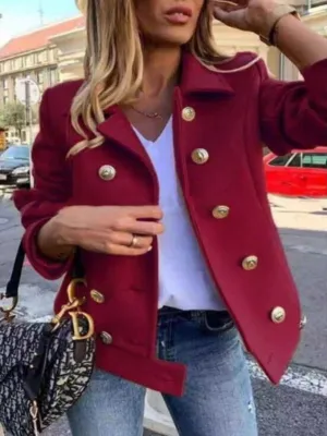Avencea - Elegant Designer Jacket with Golden Buttons and Double-Breasted Design