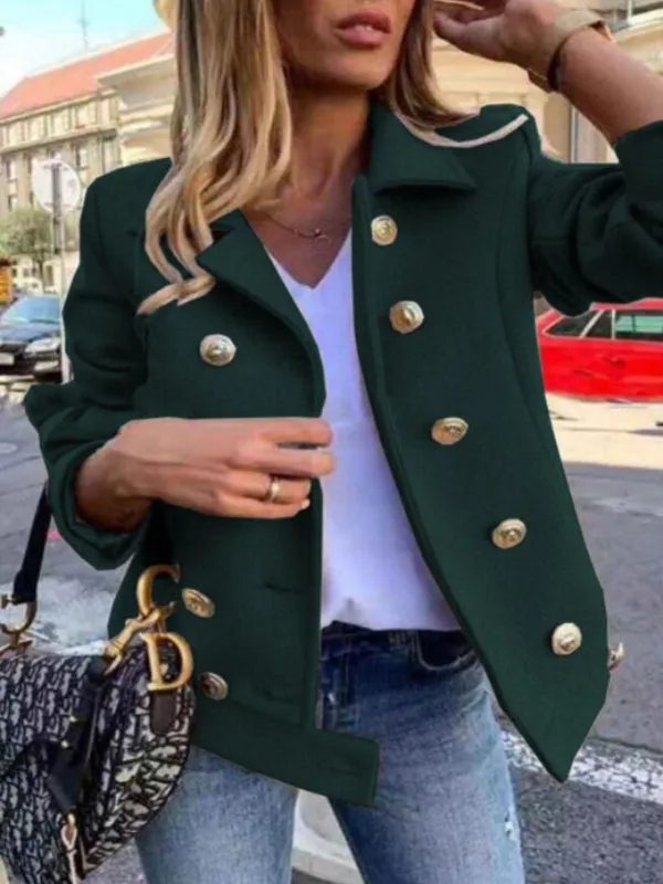 Avencea - Elegant Designer Jacket with Golden Buttons and Double-Breasted Design