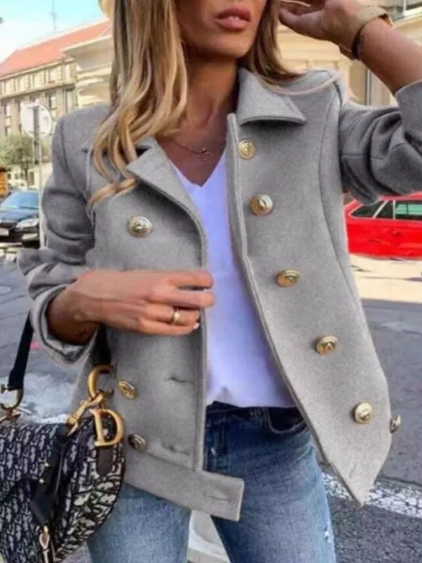 Avencea - Elegant Designer Jacket with Golden Buttons and Double-Breasted Design