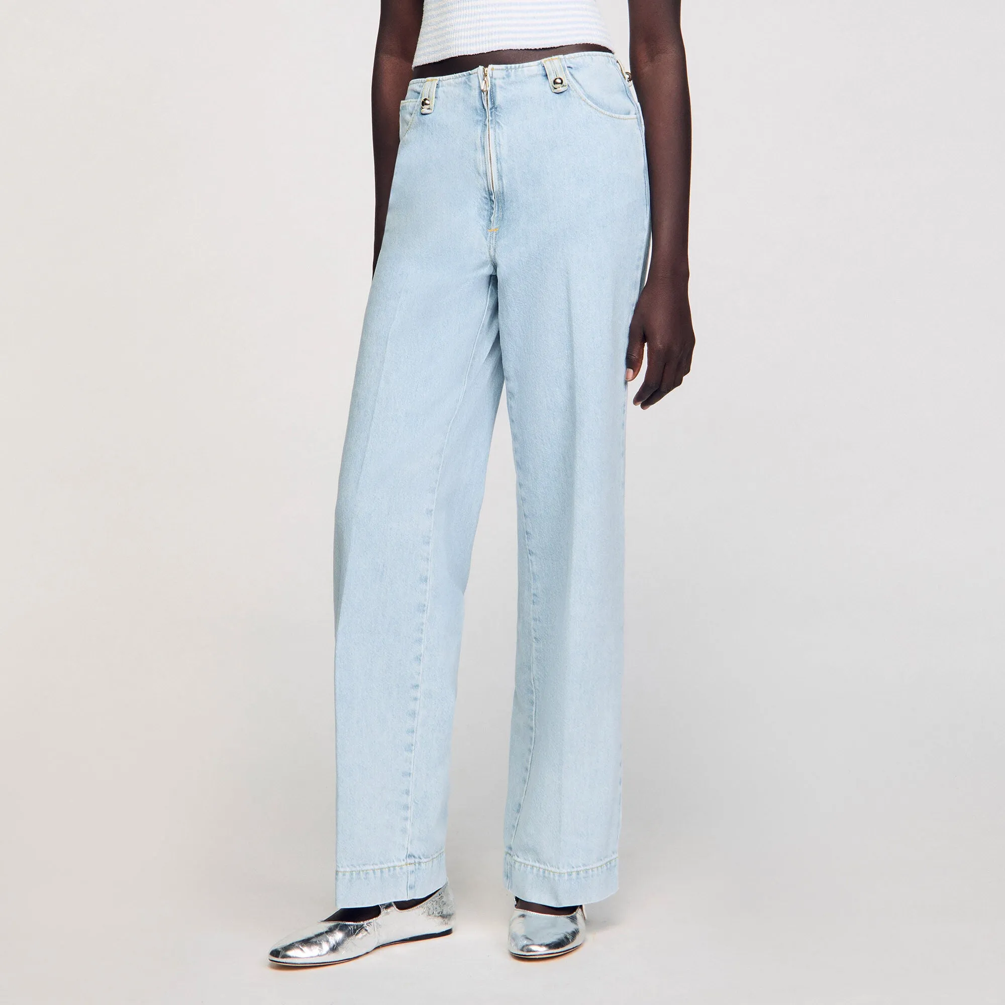 Bagatelle Faded Wide-Leg Jeans Blue Jean