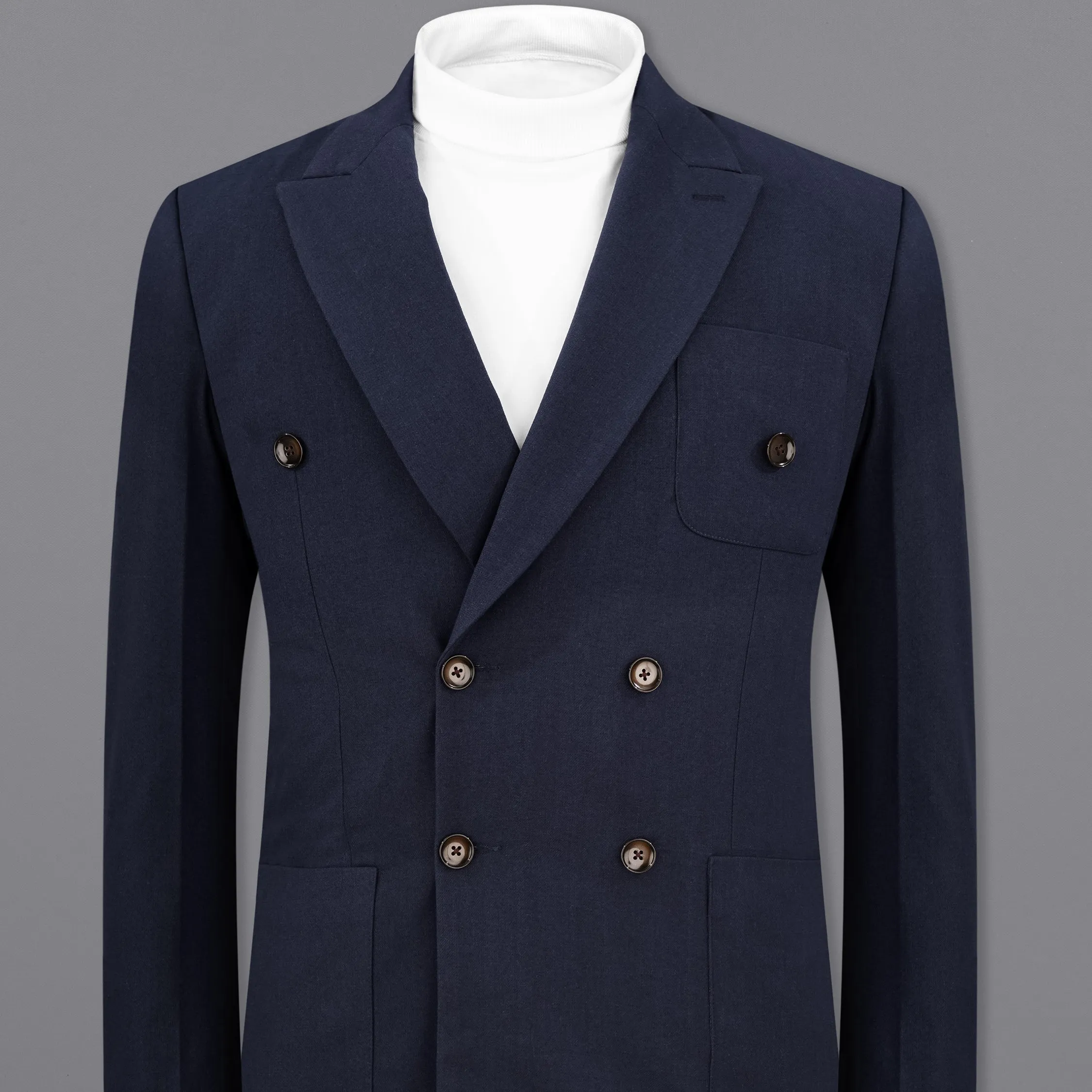 Baltic Navy Blue Wool Rich Double Breasted Sports Blazer