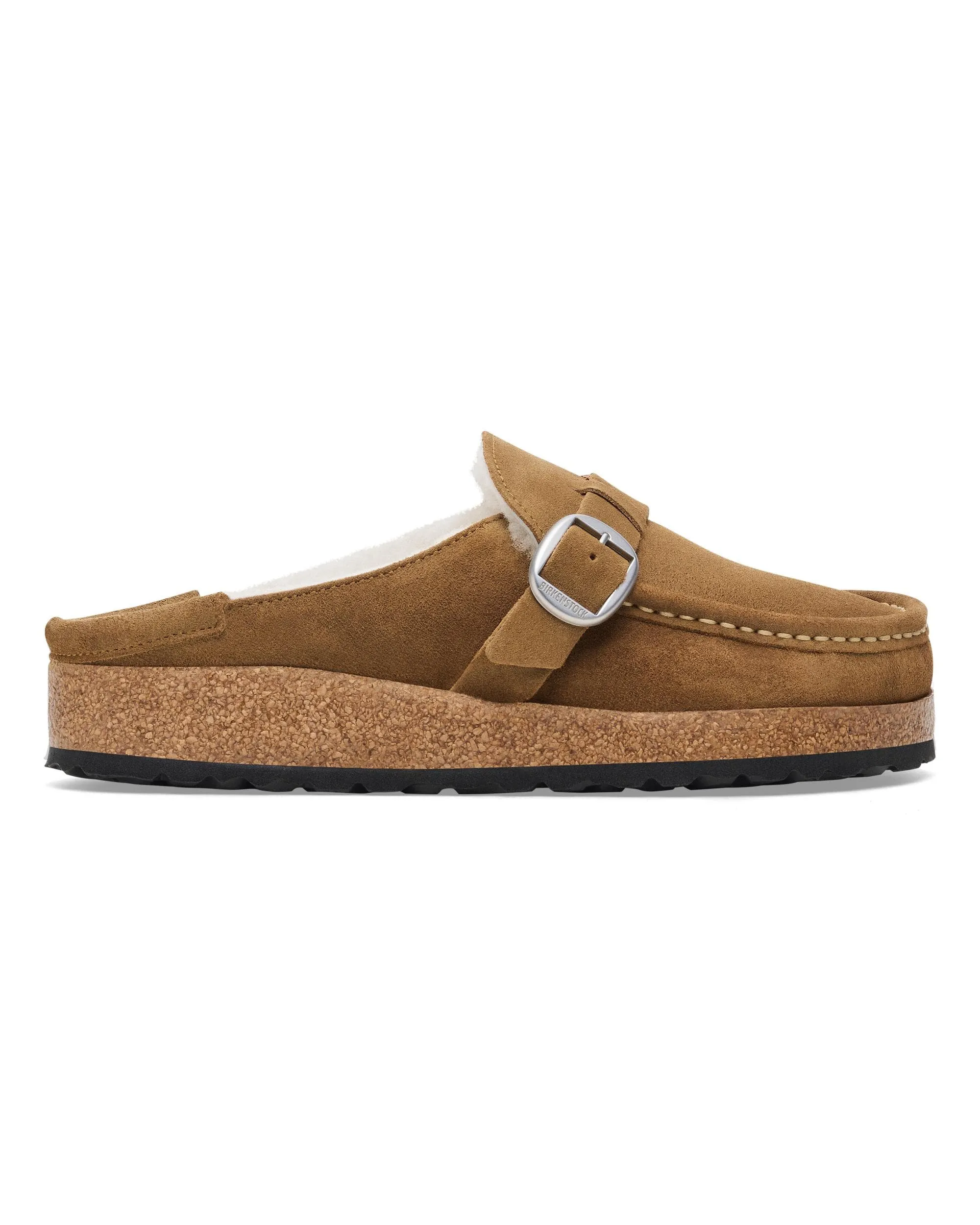 Birkenstock Buckley Suede Shearling Womens Mule Moccasins