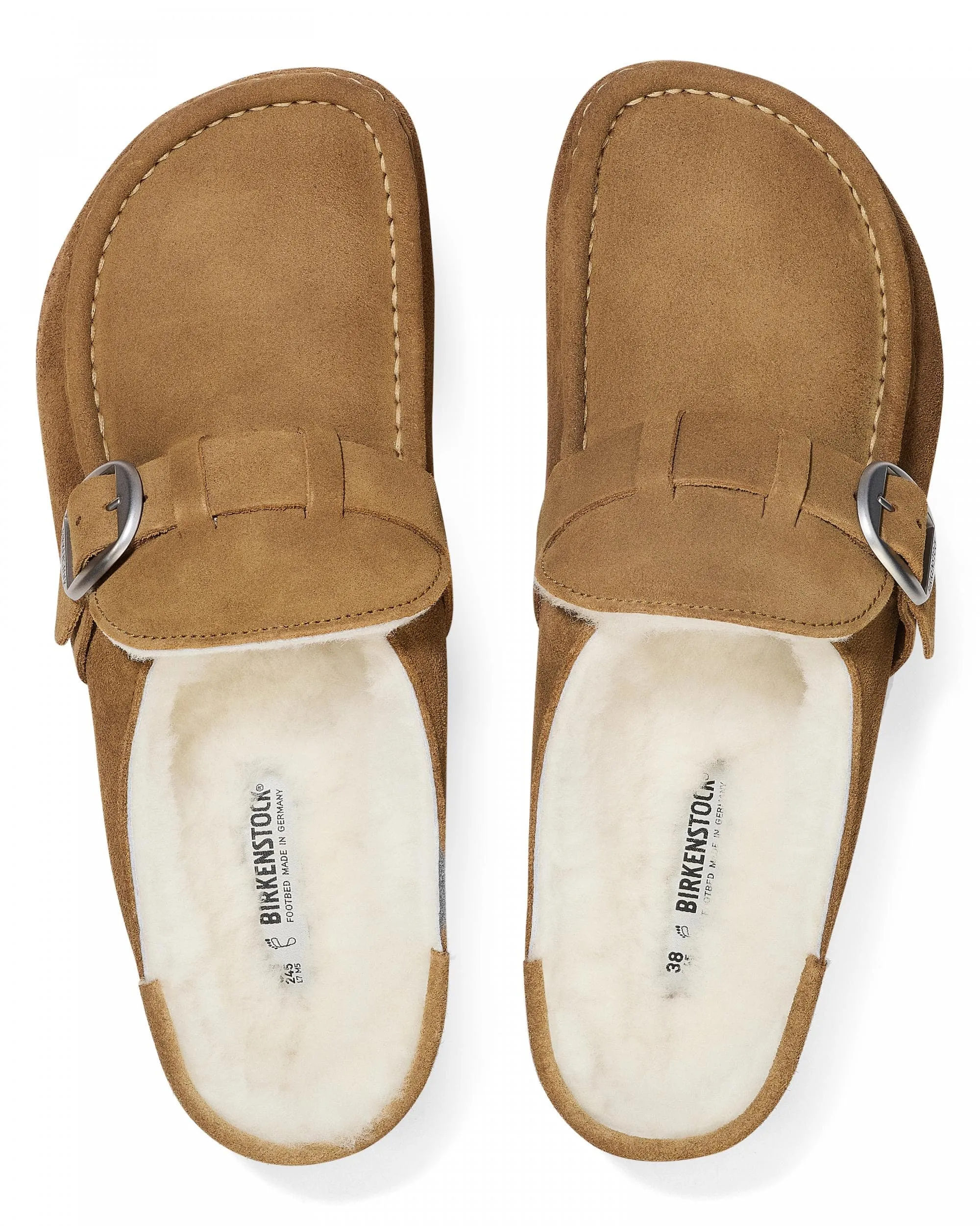 Birkenstock Buckley Suede Shearling Womens Mule Moccasins