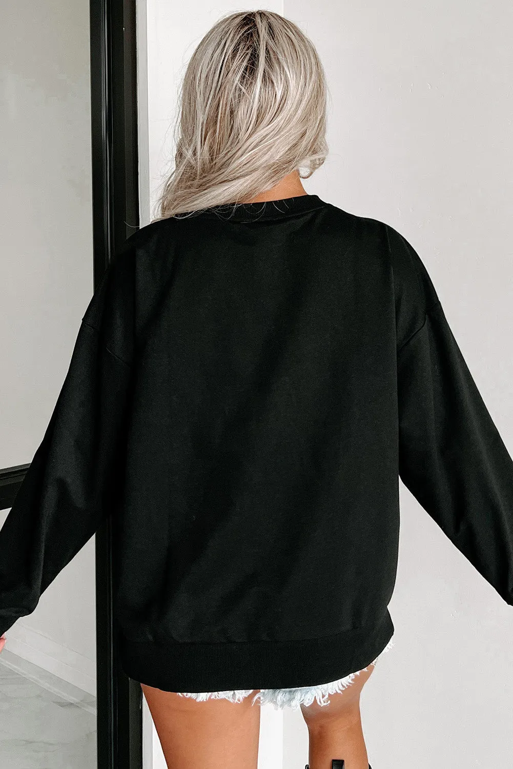 Black Cowboy Hat & Letters Graphic Sweatshirt