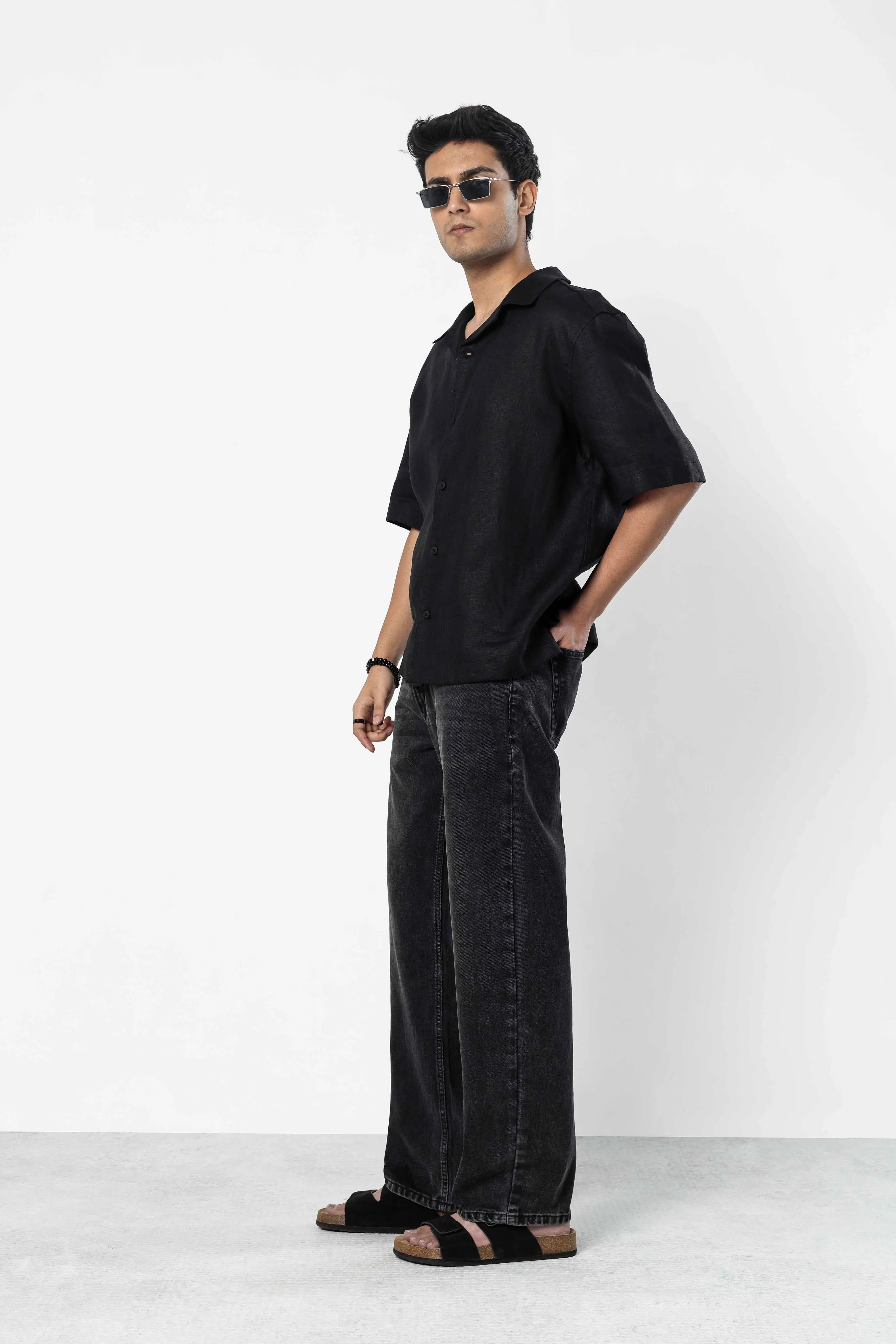 Black Faded Straight Fit Jeans