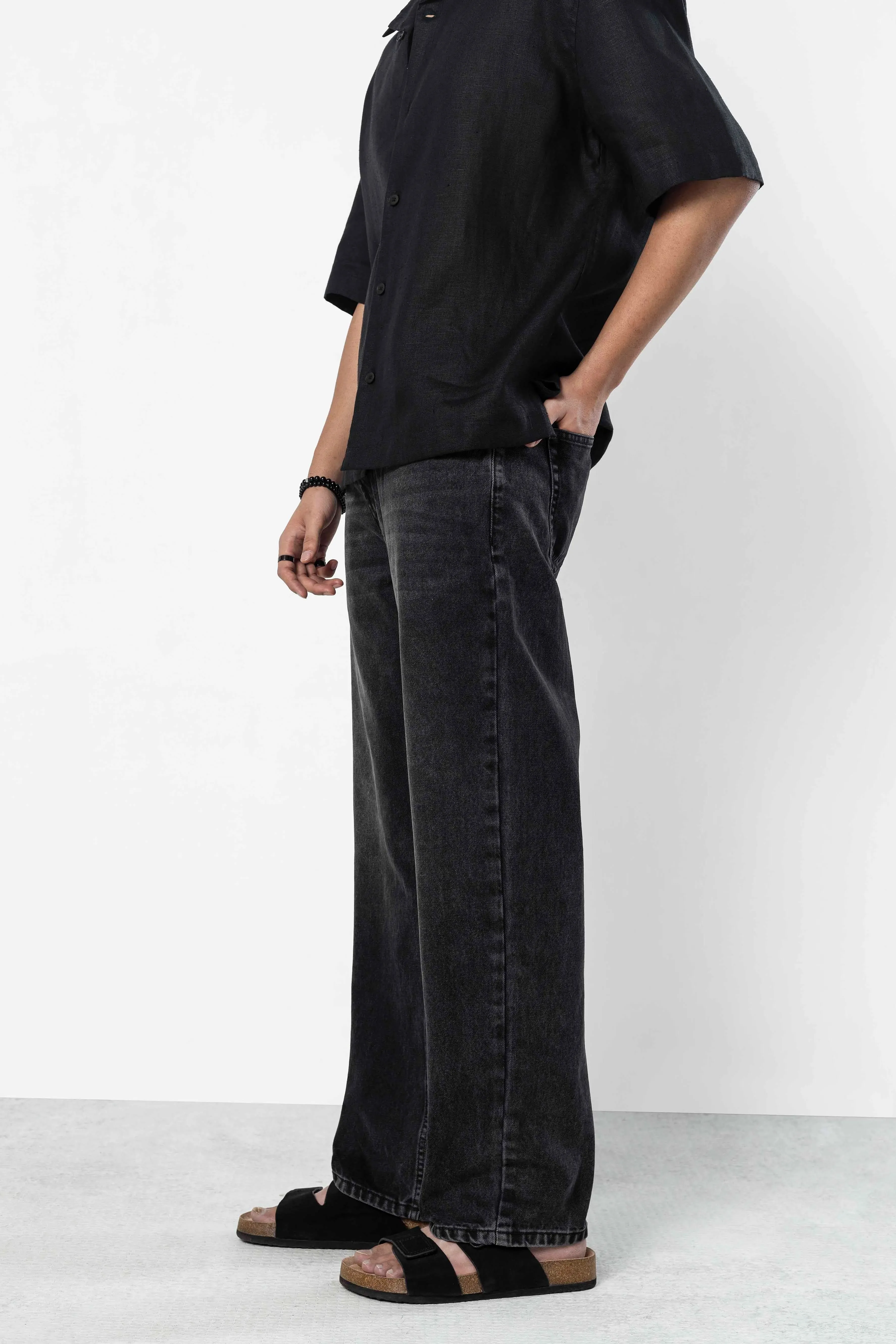 Black Faded Straight Fit Jeans