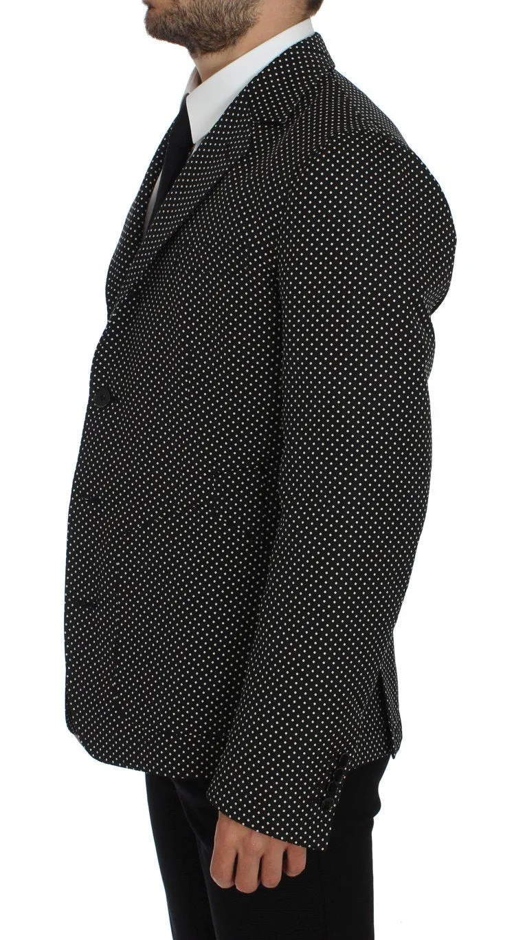 Black White Polka Dotted Blazer Jacket