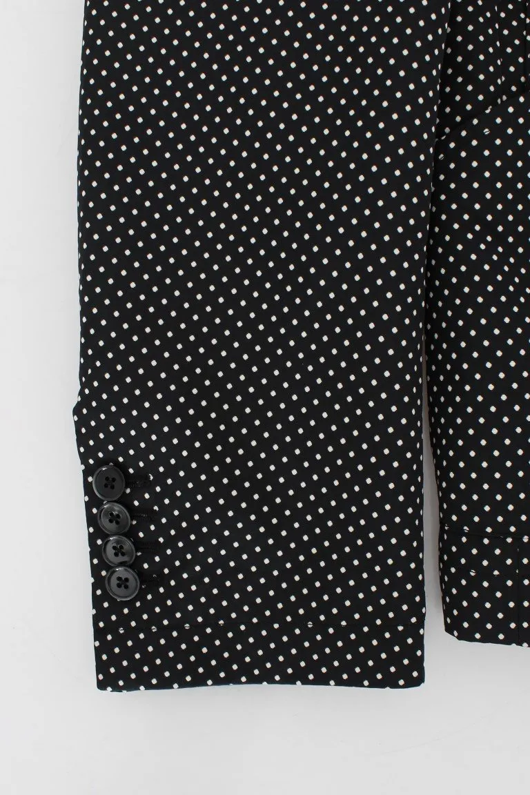 Black White Polka Dotted Blazer Jacket