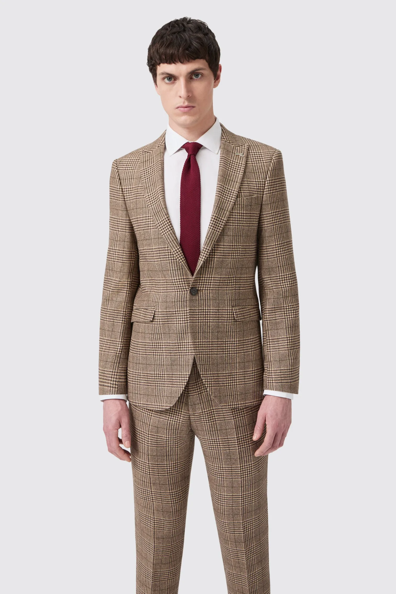 Blackwood Slim Fit Brown Check Jacket