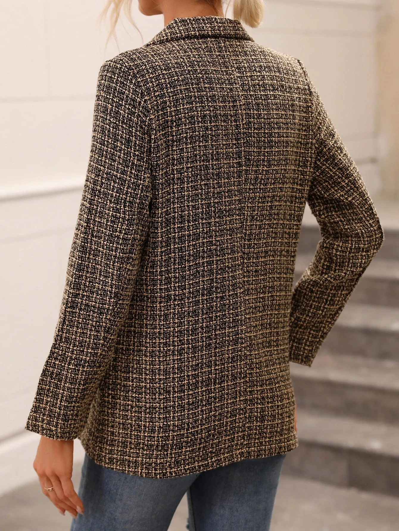 Blazer de cuadros de doble botonadura