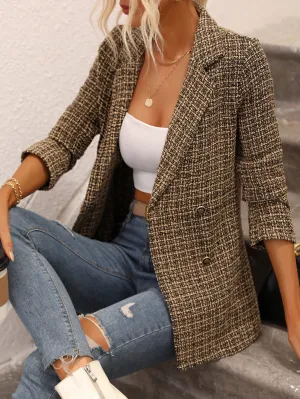 Blazer de cuadros de doble botonadura
