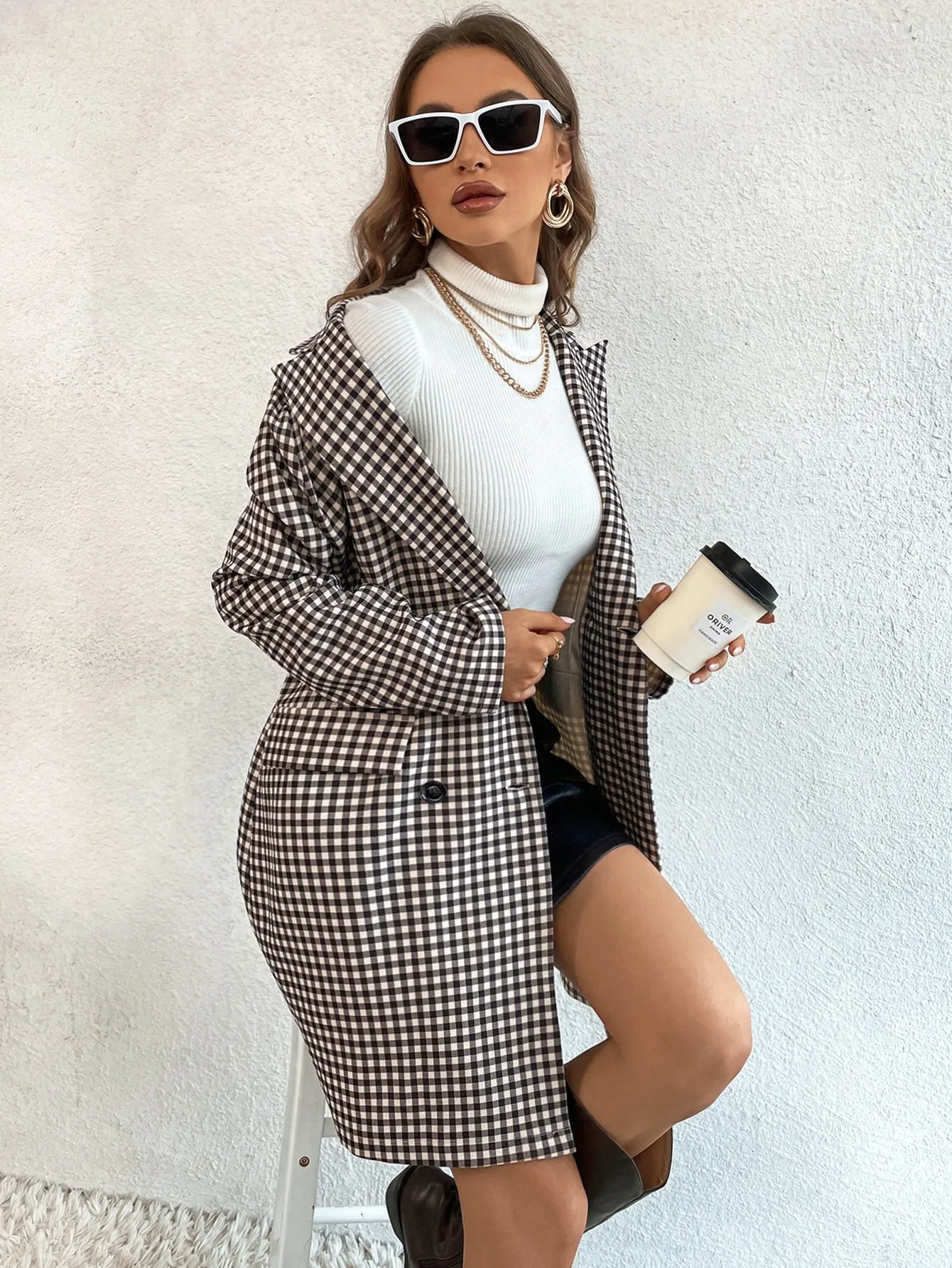 Blazer Raffinéa con Estampado de Guingán - Cherry Vibes CR