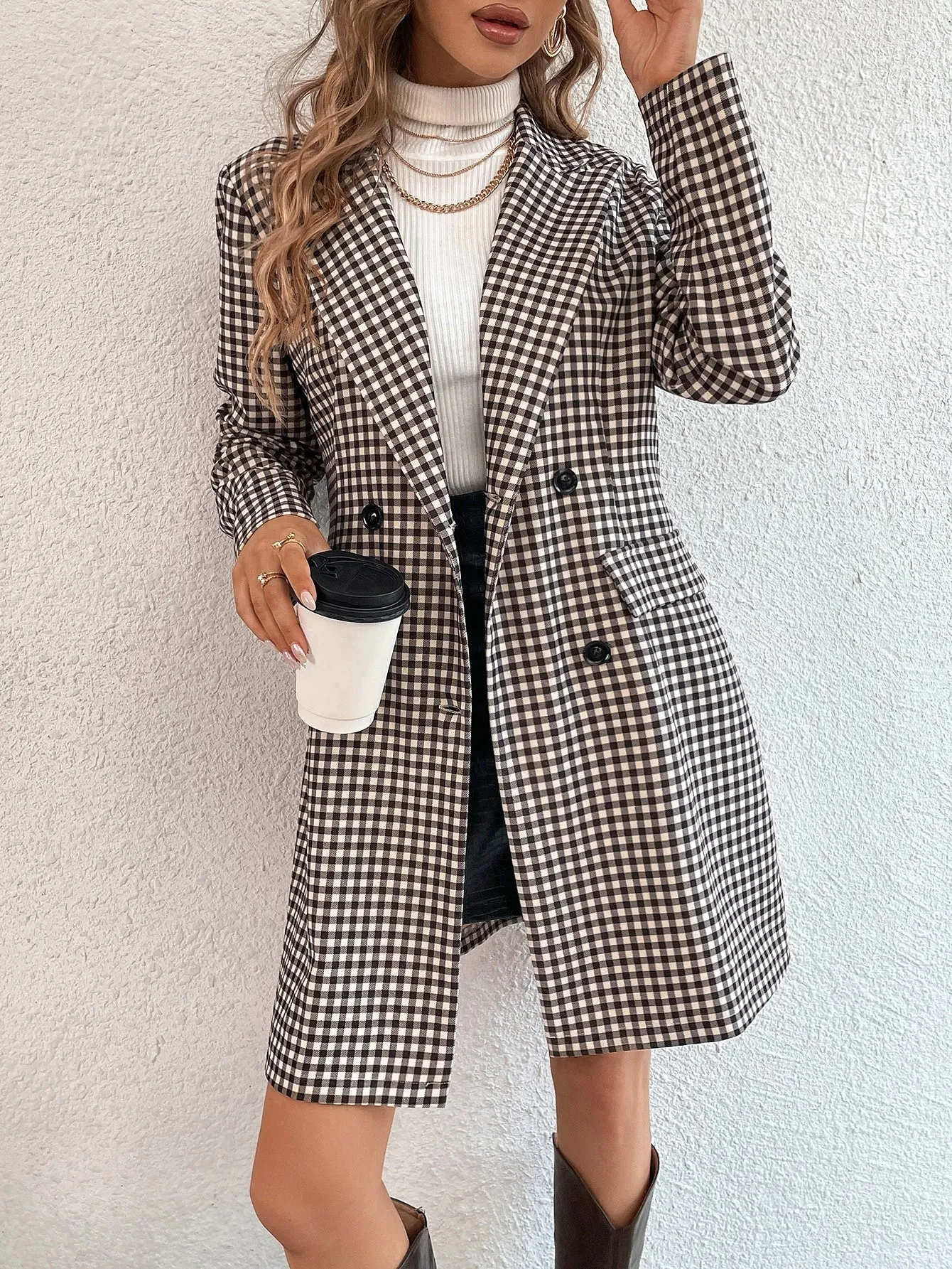 Blazer Raffinéa con Estampado de Guingán - Cherry Vibes CR