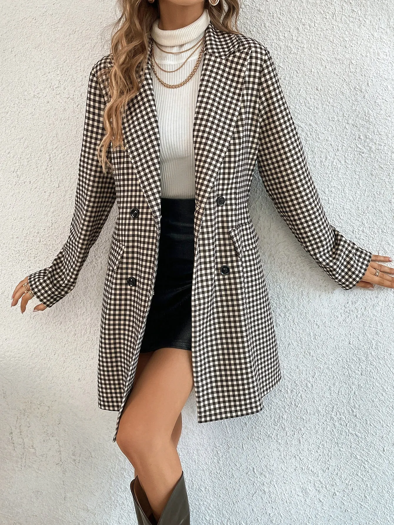 Blazer Raffinéa con Estampado de Guingán - Cherry Vibes CR