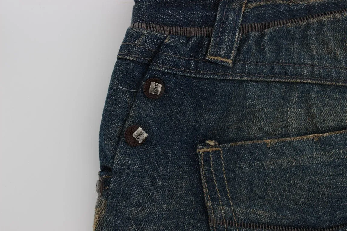 Blue Cotton Boyfriend Denim Jeans