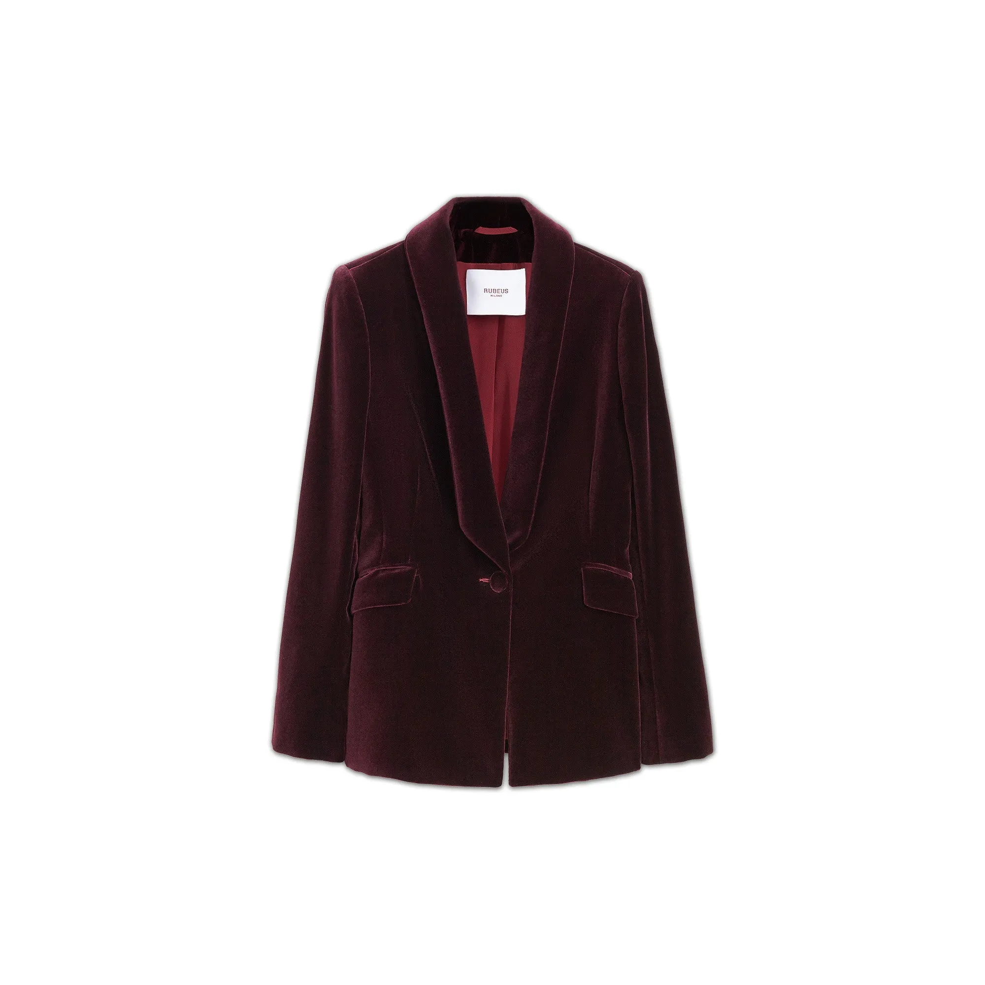 Bordeaux Single Breasted Velvet Blazer