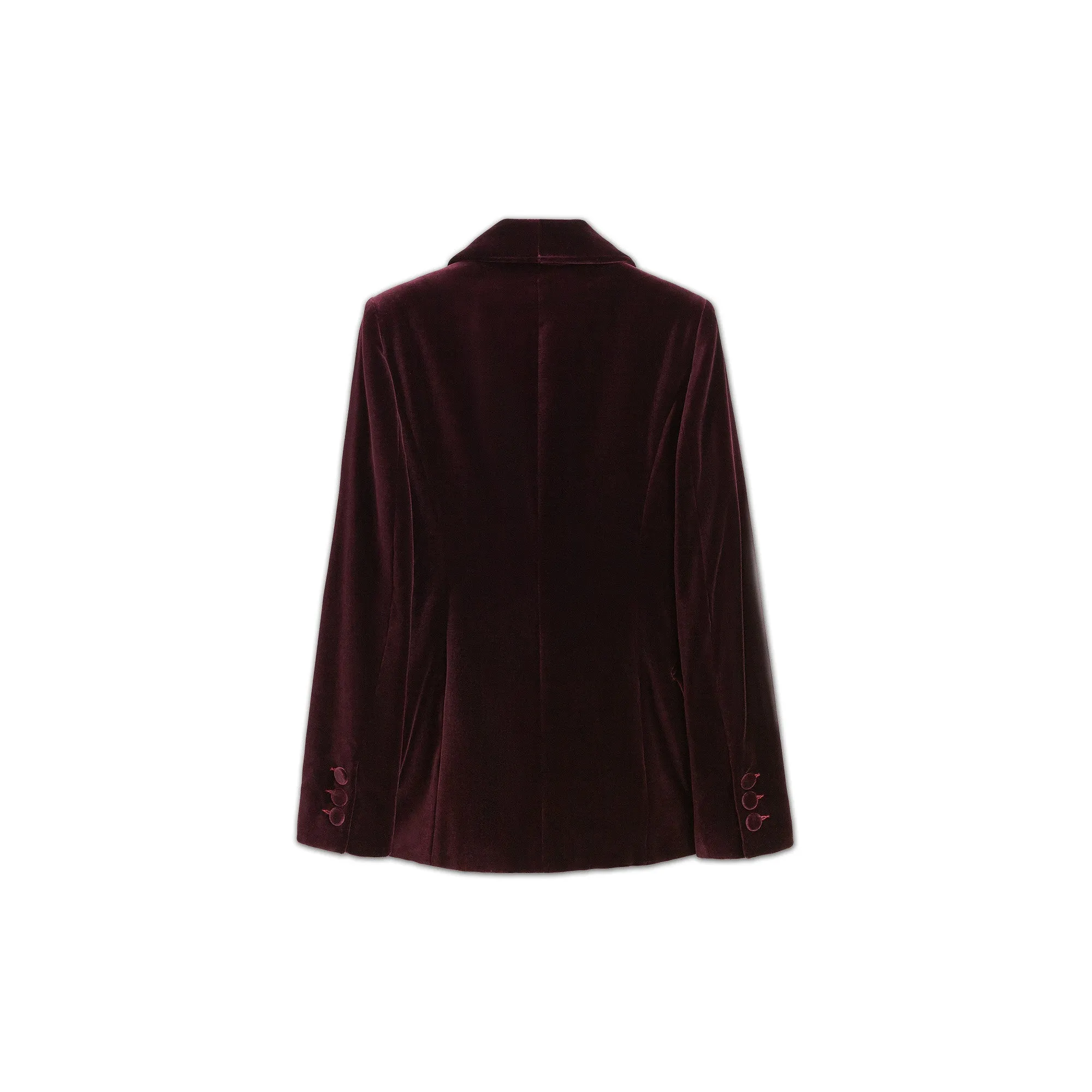 Bordeaux Single Breasted Velvet Blazer