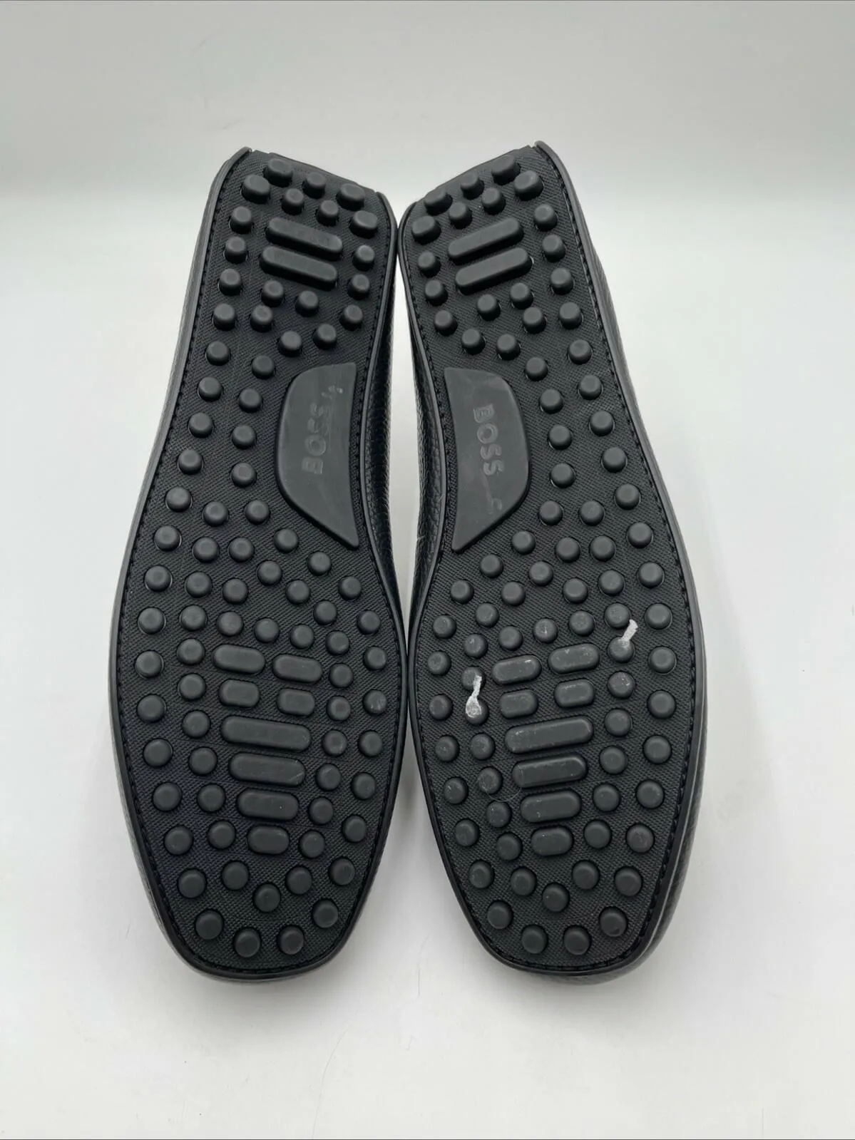 BOSS Men’s Grady Grain Leather Moccasins in Black Size 43 - Very Good