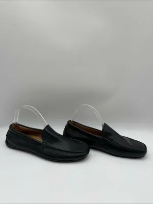 BOSS Men’s Grady Grain Leather Moccasins in Black Size 43 - Very Good