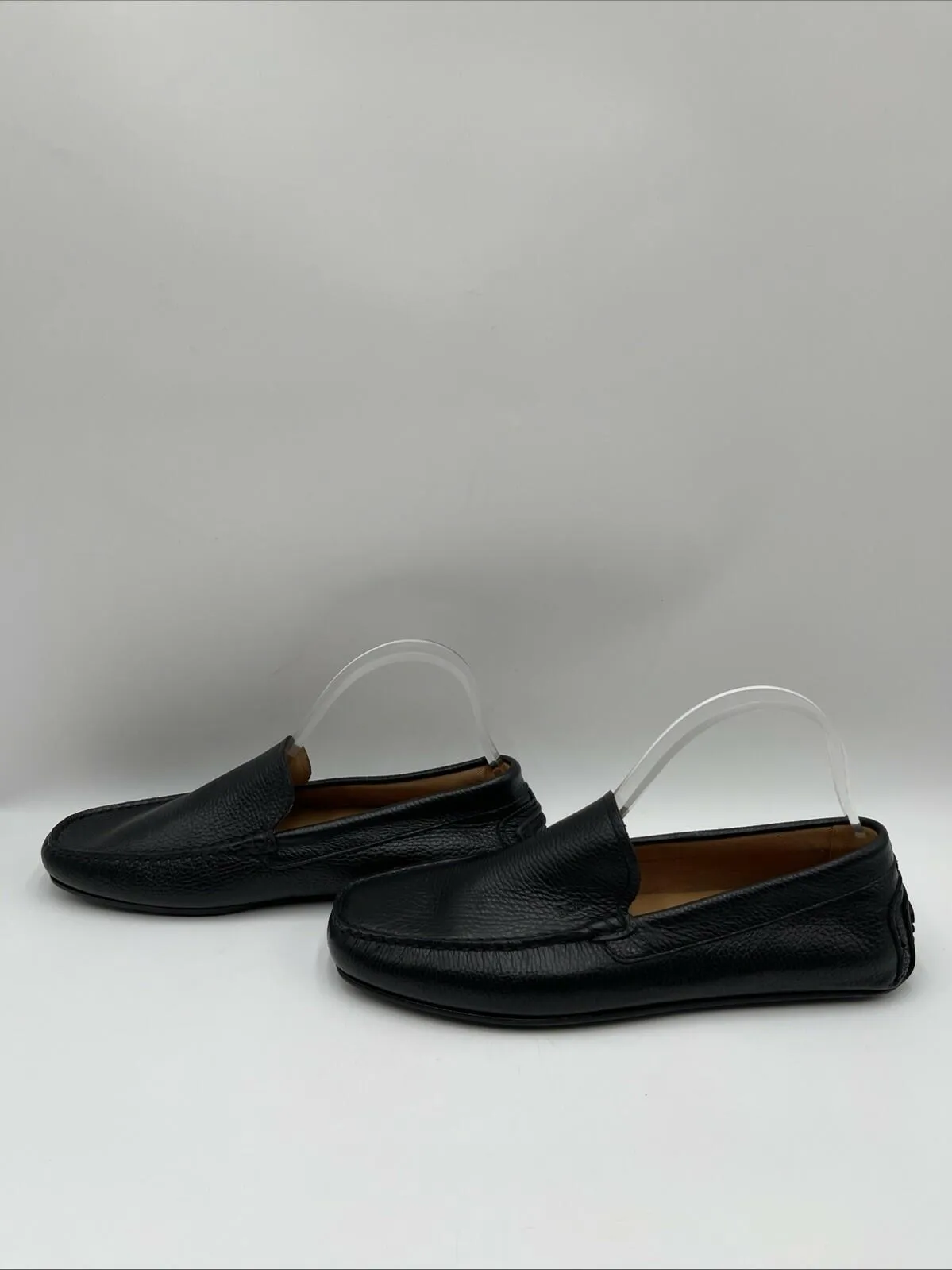BOSS Men’s Grady Grain Leather Moccasins in Black Size 43 - Very Good