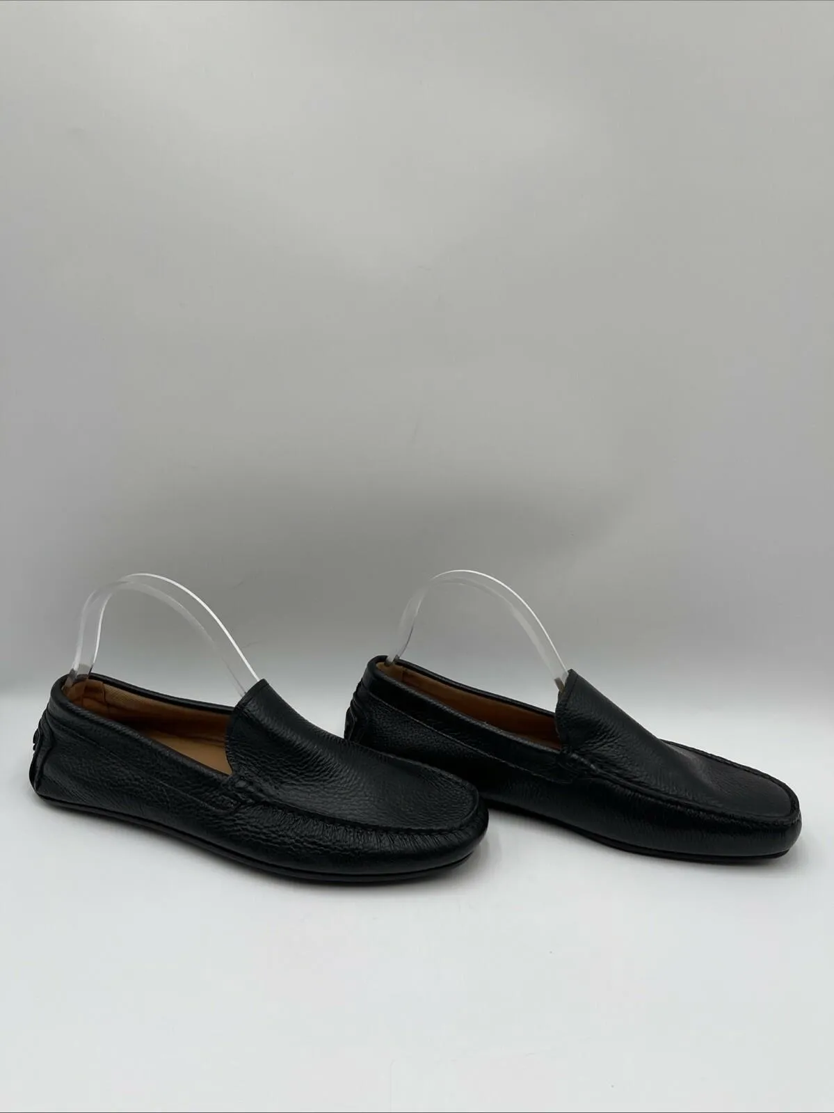 BOSS Men’s Grady Grain Leather Moccasins in Black Size 43 - Very Good