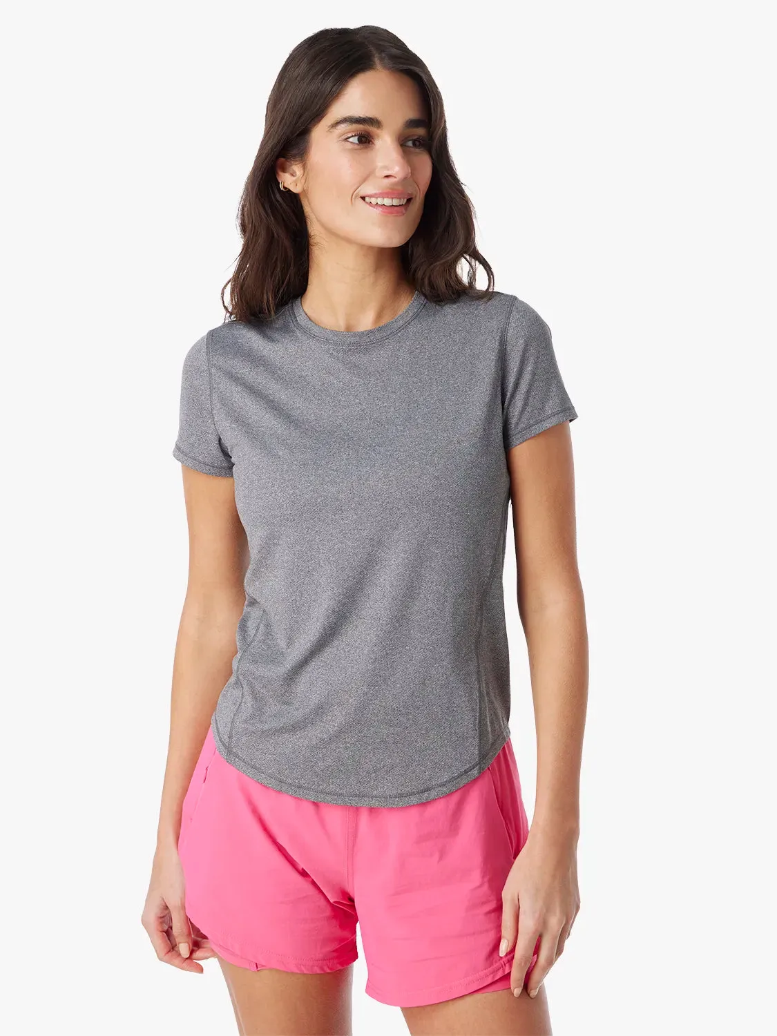 BreezeKnit™ Short Sleeve Top | Heather Charcoal