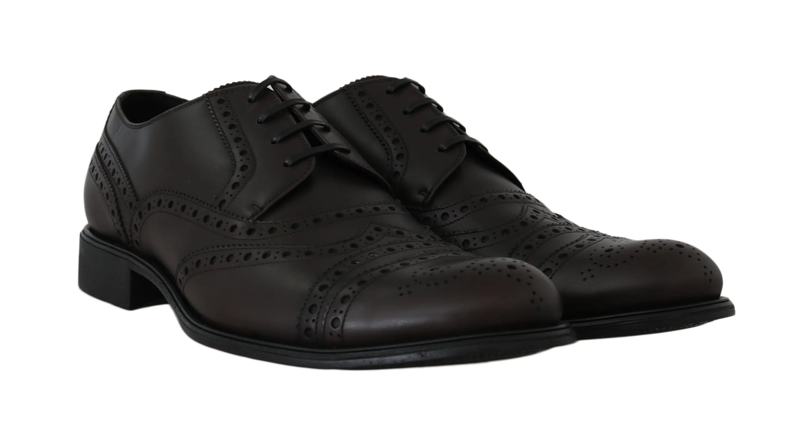 Brown Leather Wingtip Derby Formal Shoes