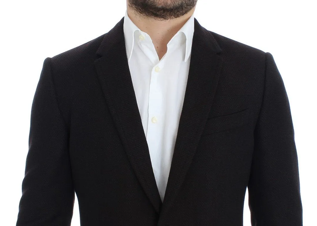 Brown wool slim fit blazer