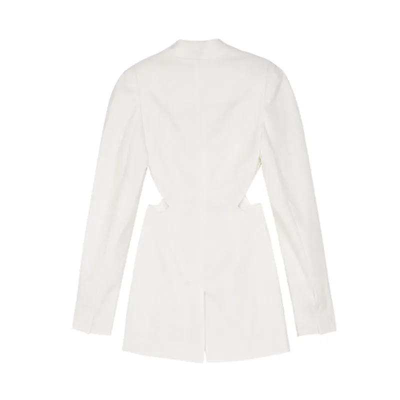 Casual Blazer For Women Notched Long Sleeve Hollow Out