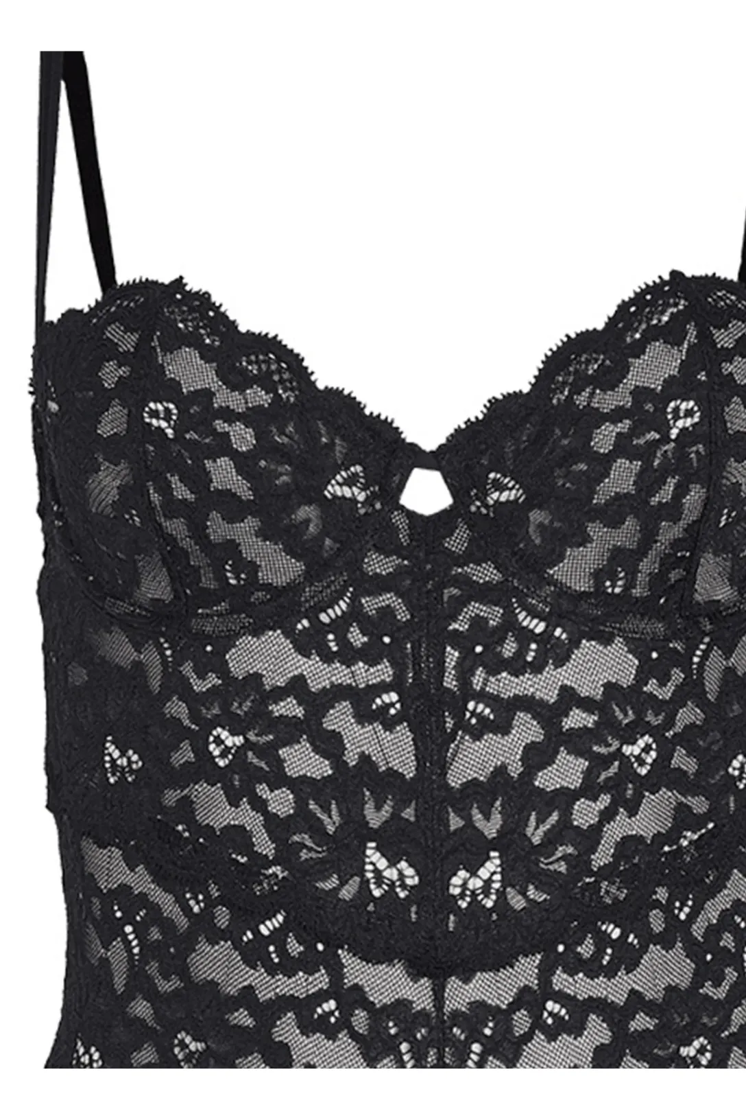 Charlotte Balconette Bodysuit- Black