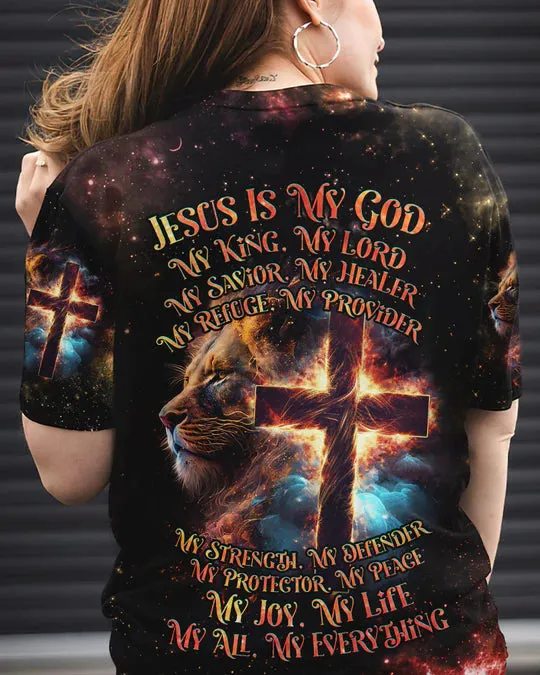 Christianartbag 3D T-Shirt For Women, Jesus Is My Everything Lion Women's All Over Print Shirt, Christian Shirt, Faithful Fashion, 3D Printed Shirts for Christian Women