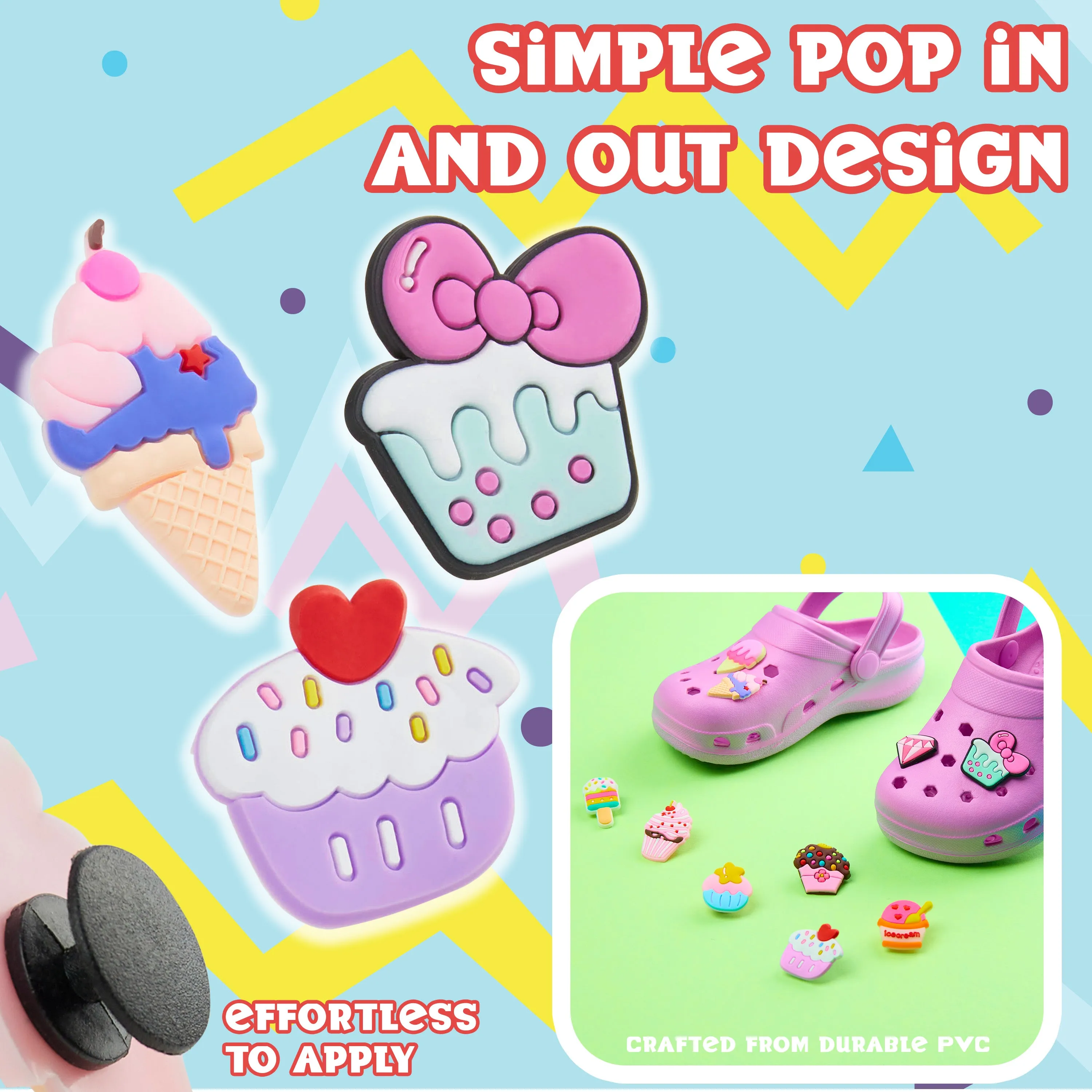 CityComfort Clog Charms, Cute Shoe Decoration Charms Pack of 10 - MULTI
